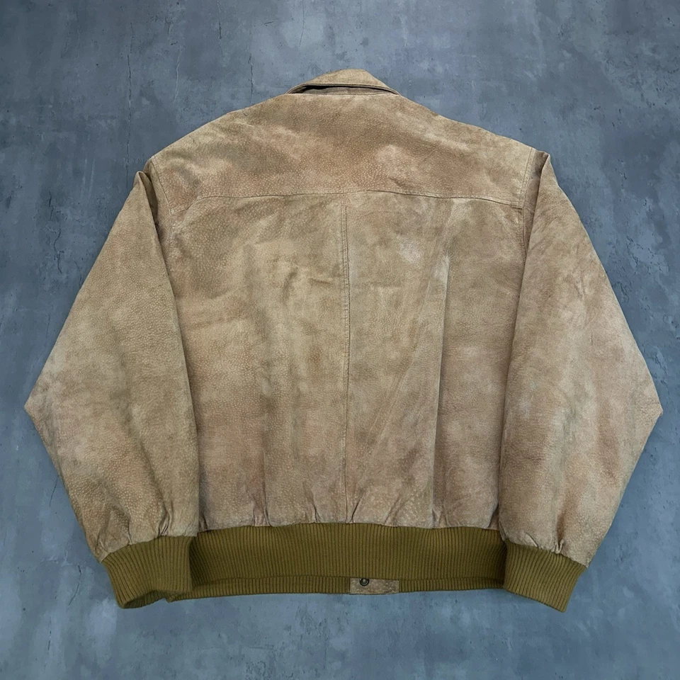Куртка-бомбер G-III Global Identity желтовато-коричневая кожа мужская размер L винтажная замша - Изображение 2 из 4