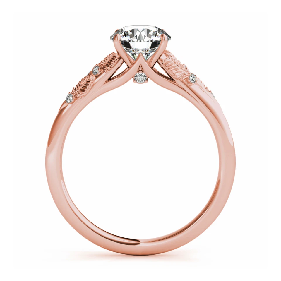 玫瑰金钻石戒指女士实验室种植圆形 1.18 克拉 IGI 认证 14k — 第 4/4 张图片