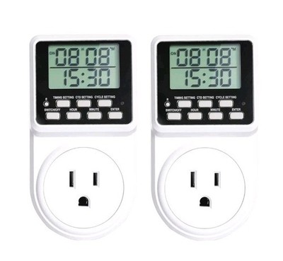 Enchufe  temporizador intermitente digital de ciclo de repetición infinita 2 Pcs
