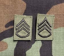 US Army SSG/E6 Rank (2) BDU Sew-On Staff-Sergeant OD Green
