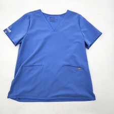 Figs Casma Three Pocket Scrub Top Women's Size XL Light Blue V Neck Short Sleeve
