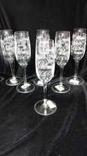 Vintage Demaglass Dining Chateau Etched Millennium Glass Champagne Flutes x 6