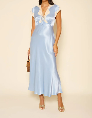 Rixo Amari Satin Midi Dress size M UK12
