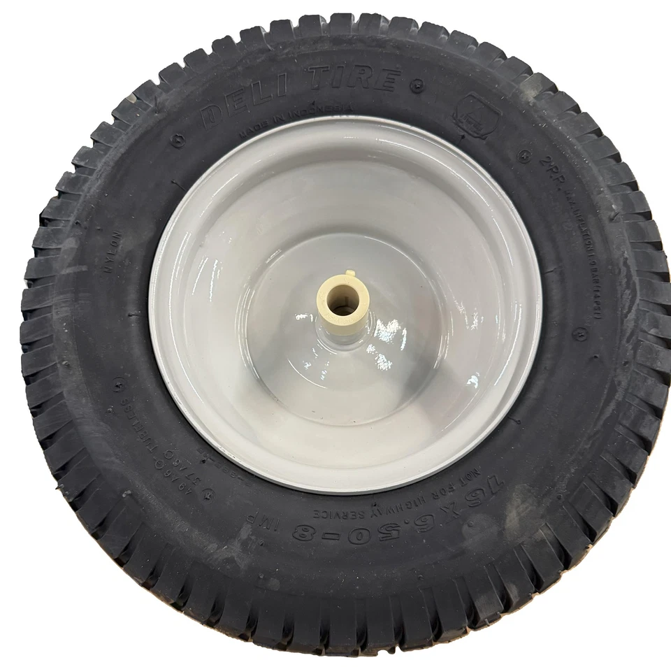 Deli Turf Tire 4 Ply Rating Tubeless Lawn and Garden Tire 16x6.50-8 on Rim Black