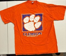 Vintage Clemson University Tigers T-Shirt XL Orange Russell Athletic USA Made