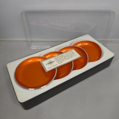 NEU UND VERPACKT Emalox Norway Vibrant Burnt Orange 4er Set Emaille Salz Teller Geschirr