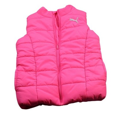Puma Puffer Vest Kids 5-6 Pink Quilted Insulated Sleeveless Warm Jacket