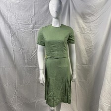Vintage Alison Ayres Green Wiggle Dress Pleated Skirt Midcentury 50s S