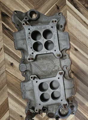 Offenhauser Dual Quad 2x4 Carb 5253 Small Block Chevy Alum. Intake Manifold Offy