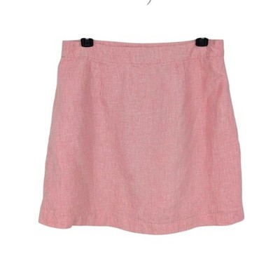 Pink Linen Mini Skirt Lightweight Coastal Resort Effortless Scandi Women Large