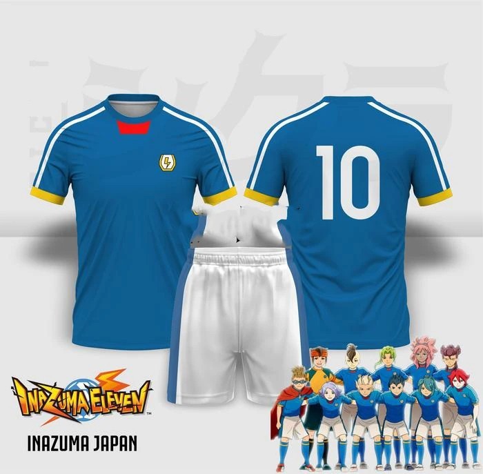Completo Inazuma Eleven Japan Maglia+Pantaloncini Raimon Cosplay Uomo