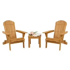 Set of 2 Adirondack Outdoor Patio Deck Wood Lounge Chair Folding Patio Furniture