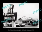 OLD POSTCARD SIZE PHOTO OF DES PLAINES ILLINOIS THE McDONALDS RESTAURANT c1955