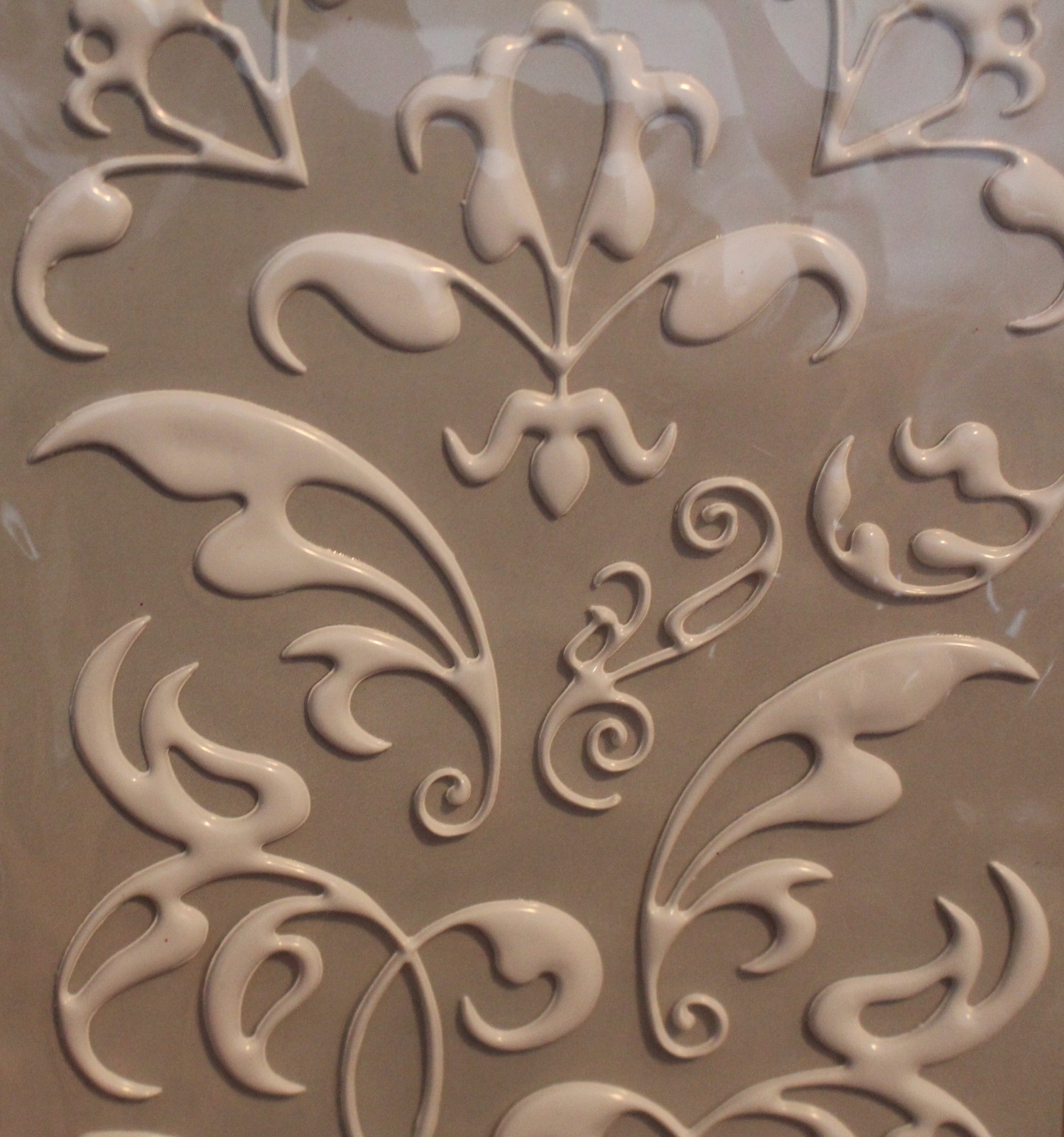 New Dimensional Mambi white puffy flourishes decorative scrapbook stickers