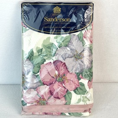 VTG Sanderson Ville De Lyon Pink Floral Standard Pillowcases Set Luxury Percale
