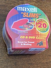 Maxell SLIMS Multi-Color CD DVD Cases 20 Pack Slim Jewel Storage Sleeves NEW
