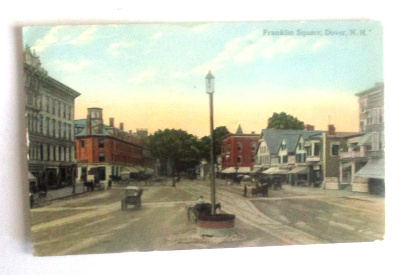 Vintage 1908 prelinen postcard of Franklin Square, Dover, NH