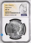 IN-HAND 2021 1921 Peace NGC MS70 HIGH RELIEF SILVER DOLLAR