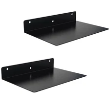 Modern Minimalist Floating Shelves 12 inch Metal Wall Book Shelf Set of 2 Black