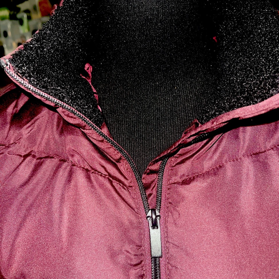 Women's Chevron Quilted Puffer Jacket w/ Hood Big Chill SIZE 1x Plum Color NWT - Image 3 of 4