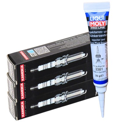 3x KAMOKA Zündkerzen + LIQUI MOLY Fett für 159 4C SPIDER BRERA GIULIETTA DELTA