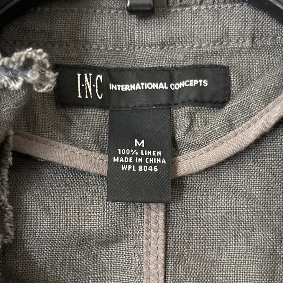 Chaqueta INC International Concepts Gris Volantes Cremallera Con Bolsillos - Para Mujer Talla M’s Foto 2 de 4