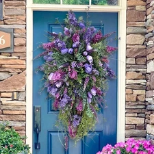 Front Door Wreath Spring Teardrop Swag Floral Large Garland Swag Holiday Decor