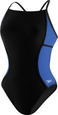 Speedo Launch Splice Drill Back PowerPLUS Swimsuit Black / Blue Youth 8/ 24 79
