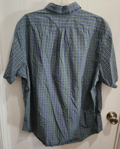 Ralph Lauren Blue Green Plaid Check Button Down Short Sleeve Size XXL Cotton - Picture 7 of 11