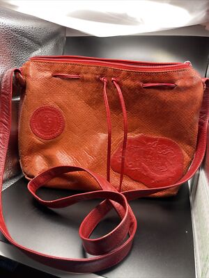 Vintage Carlos Falchi Purse Handbag Red & Orange In Very Good Condition