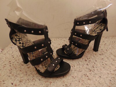 GUCCI Gladiator Studded High Heel Black Leather size 36.5 Italy | eBay