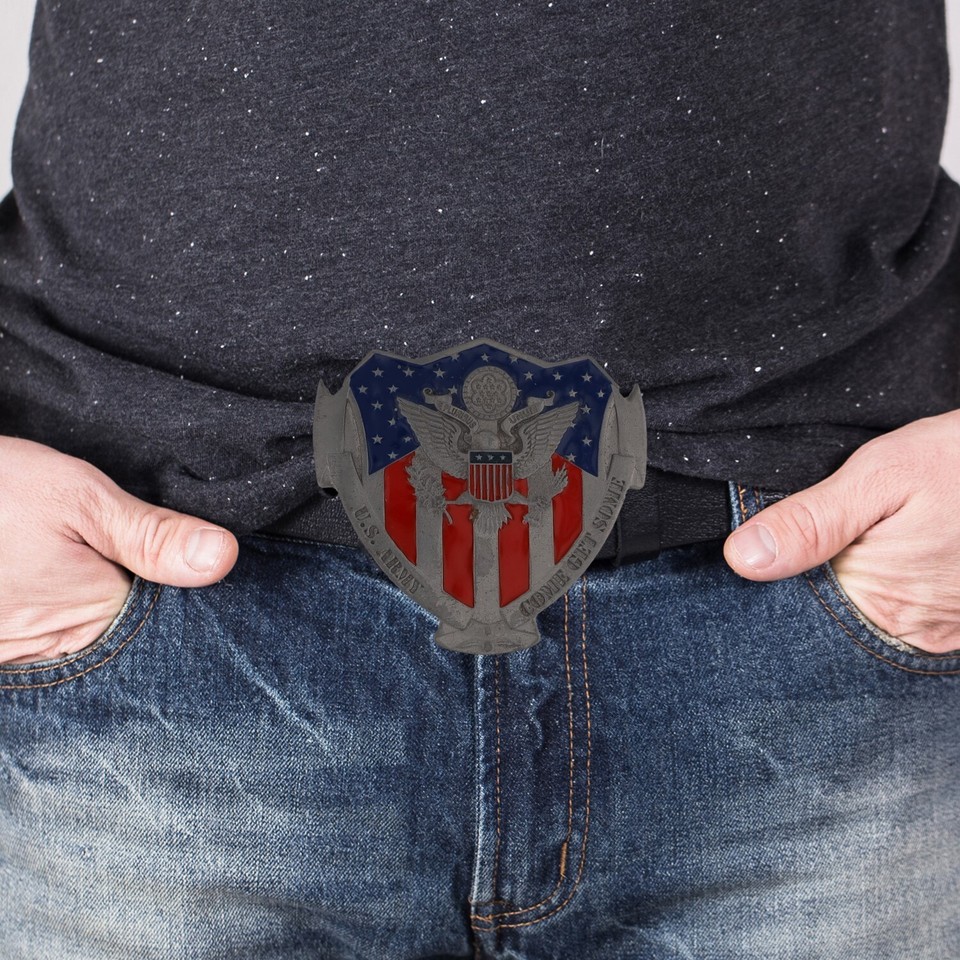 Us Army Shield Eagle Emblem Patriot Military Badge Service Vintage Belt