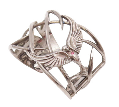 925 Sterling Silver Vintage Bracelet STEPHEN WEBSTER Cutout Rare Phoenix BT10458