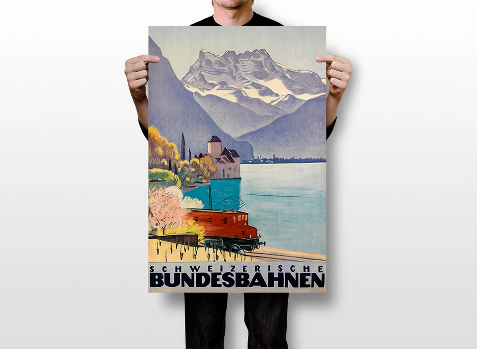 Swiss Railways Youth Travel 1944 arte de pared original vintage hogar - PÓSTER 20x30 Foto 2 de 4