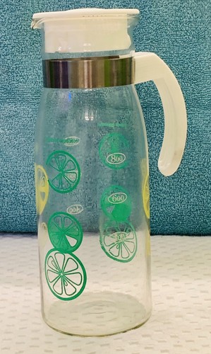 Wellcome Pitcher VTG Glass Juice Pitcher Lemon and Lime Welcome Excellent Condition | eBay
