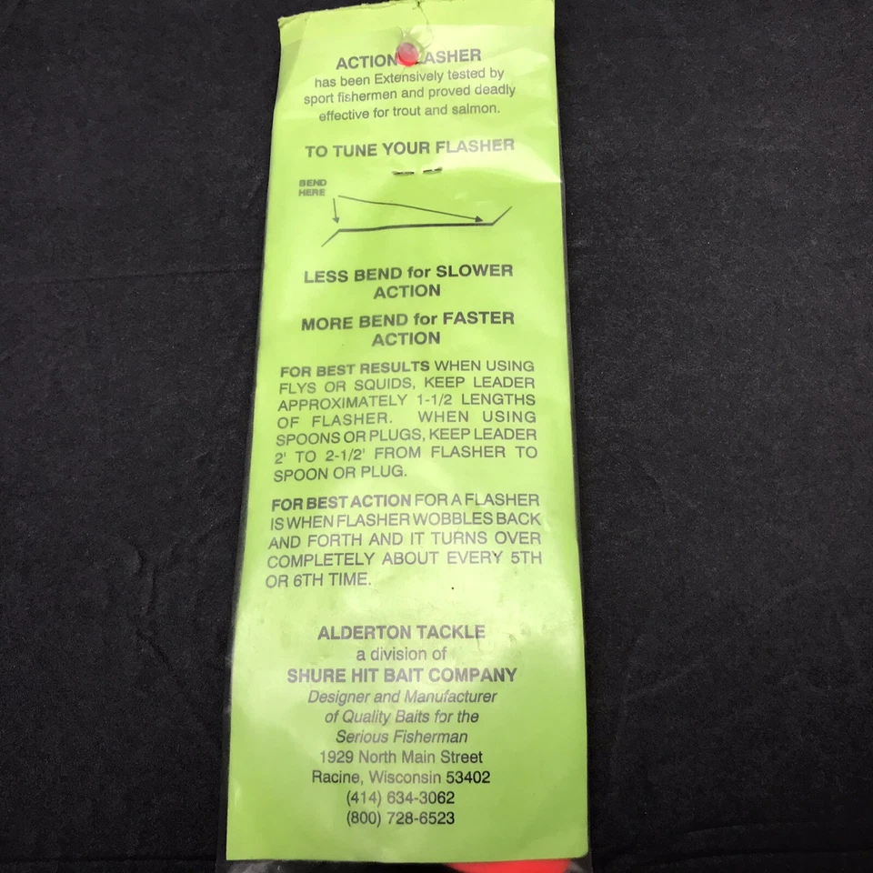 Trolling Dodger Action Flasher Alderton Tackle Co. Orange 9" X 2" Made In USA - Image 4 of 4