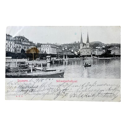 Postkarte AK Luzern Schweizerhofquai Stadtansicht Gelaufen 1904 Ansichtskarte