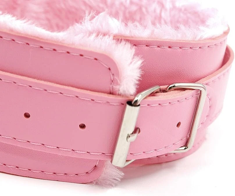 Женщин розовый кожаный ошейник ожерелье, панк готический черный пушистый имя буквы воротник - Изображение 3 из 4