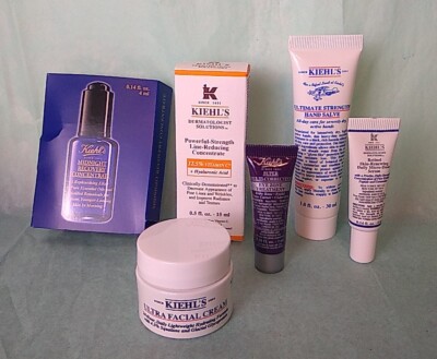 KIEHLS 6 Pc Gift Set  Face Cream, Serum, Salve, Elixir, Treatment, Concentrate