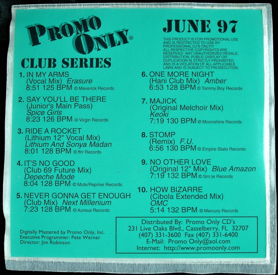 PROMO ONLY CLUB SERIES JUNE 1997 DJ PROMO CD COMPILATION DEPECHE MODE promo-only-club-series-june-1997-dj-promo-cd-compilation-depeche-mode