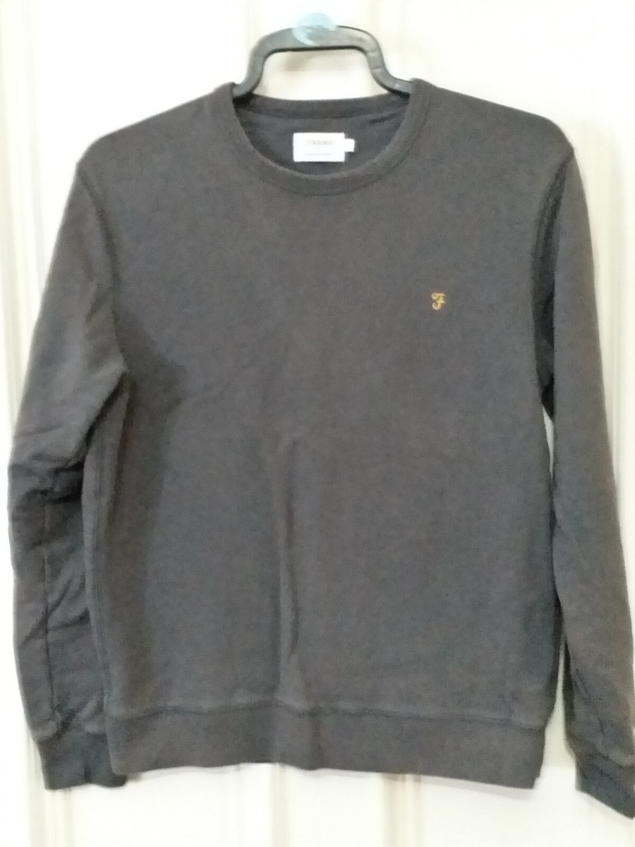 FARAH Mens grey pure organic cotton Sweatshirt Jumper Large UK