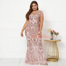 Women's Sequin Evening Dress Elegant V Neck Maxi Dress Party Ball Gown Plus Size