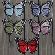 Butterfly Embroidered Patch   5-Pack   Iron On or Sew On