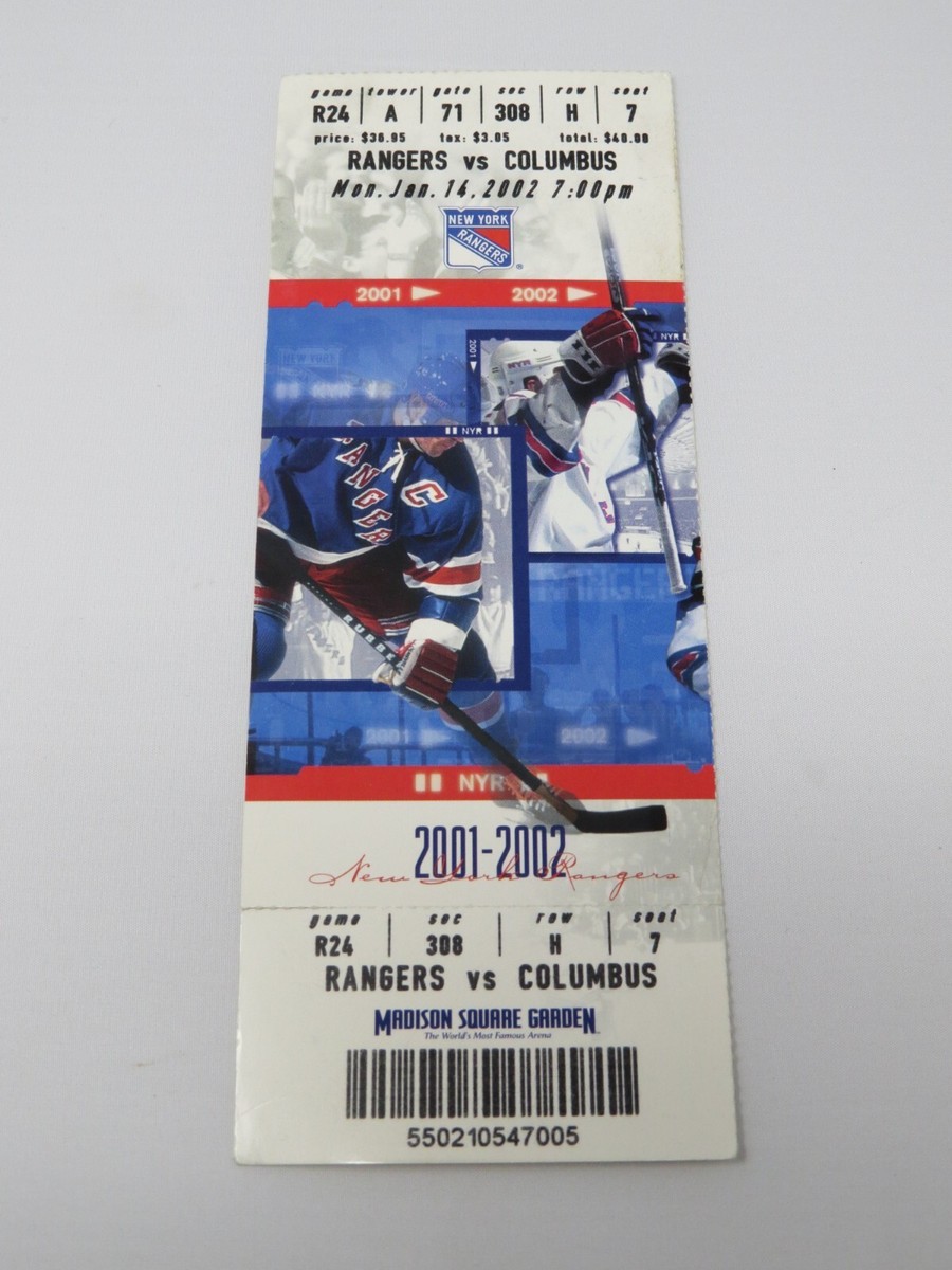 January 14, 2002 New York Rangers V Columbus Blue Jackets NHL