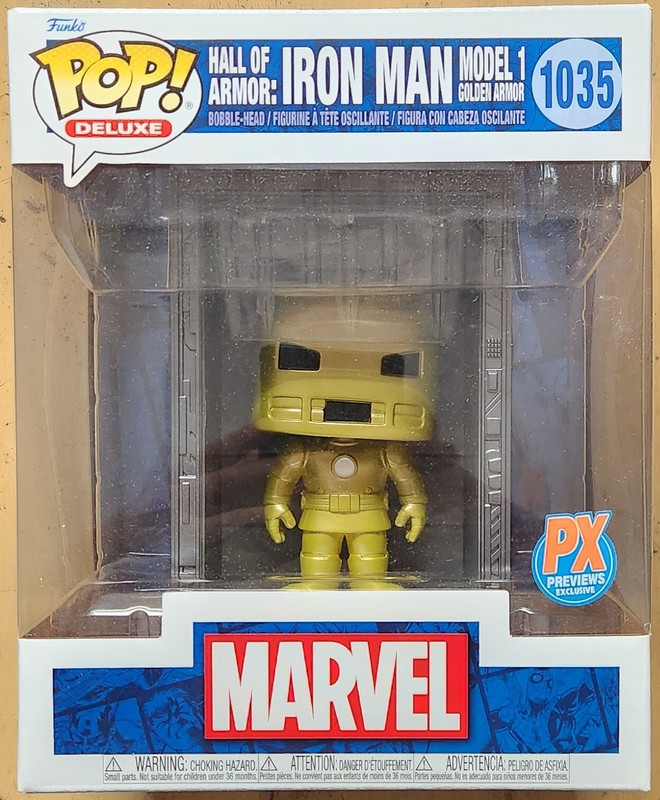 Funko POP! Deluxe Hall of Armor: Iron Man Model 1 Golden Armor #1035 PX Marvel
