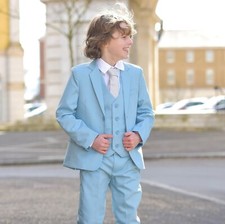 Boys Suits Boys Steel Blue Suit Pageboy Prom Wedding Suit Party Formal 5 Pc Suit