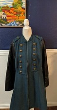 Torrid Heaven Teal Blue Faux Leather Military Long Jacket Coat Sz 12 Large L