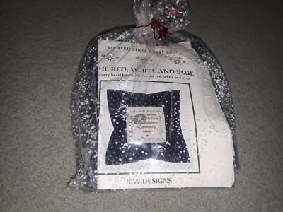 RARE JBW Designs THE RED, WHITE AND BLUE TUCK-AWAY PILLOW Cross Stitch KIT 2001