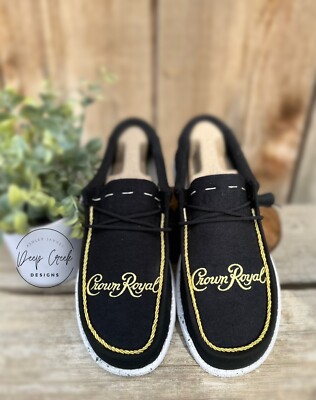CUSTOM CROWN ROYAL HEY DUDES Peach, Black, Purple, Green  display picture 1
