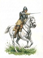 Oliver Cromwell  on his white horse  charging in to battle  10x8 inch print 